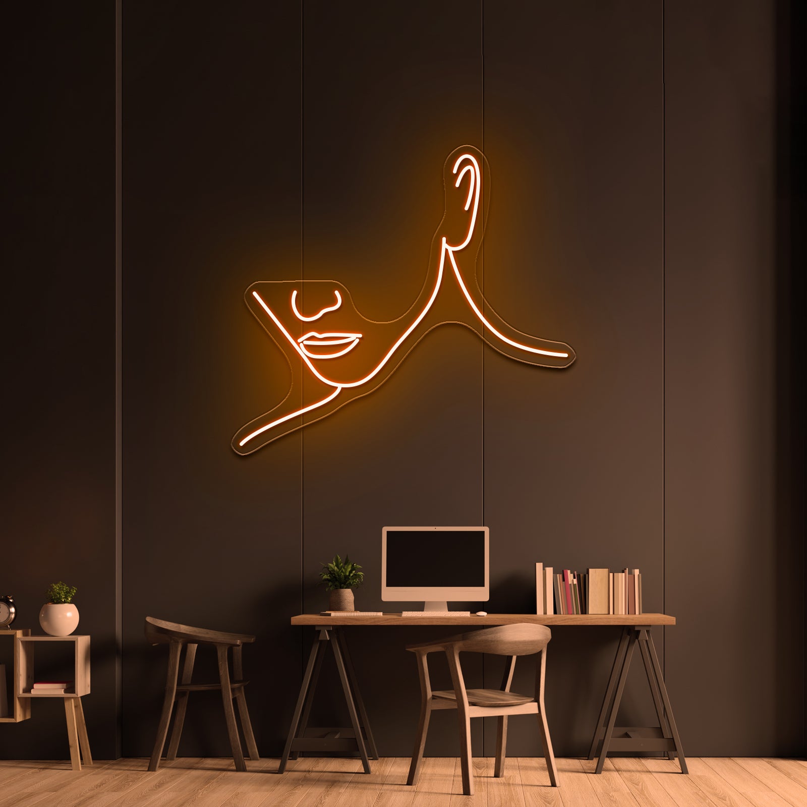 Minimal Line Art Woman With Diamonds Art Print Wall Artwork Neon Signs | Shineneon