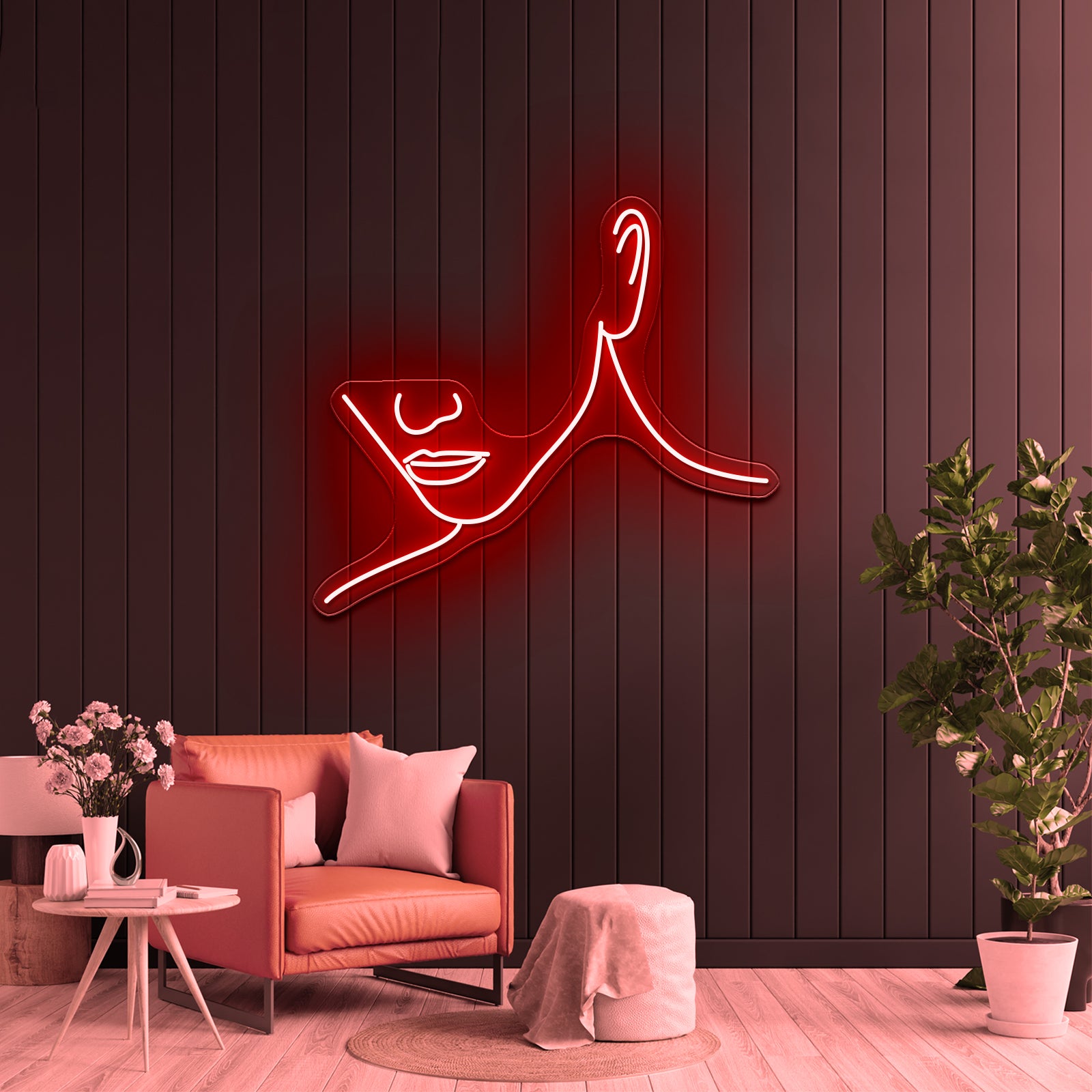 Minimal Line Art Woman With Diamonds Art Print Wall Artwork Neon Signs | Shineneon