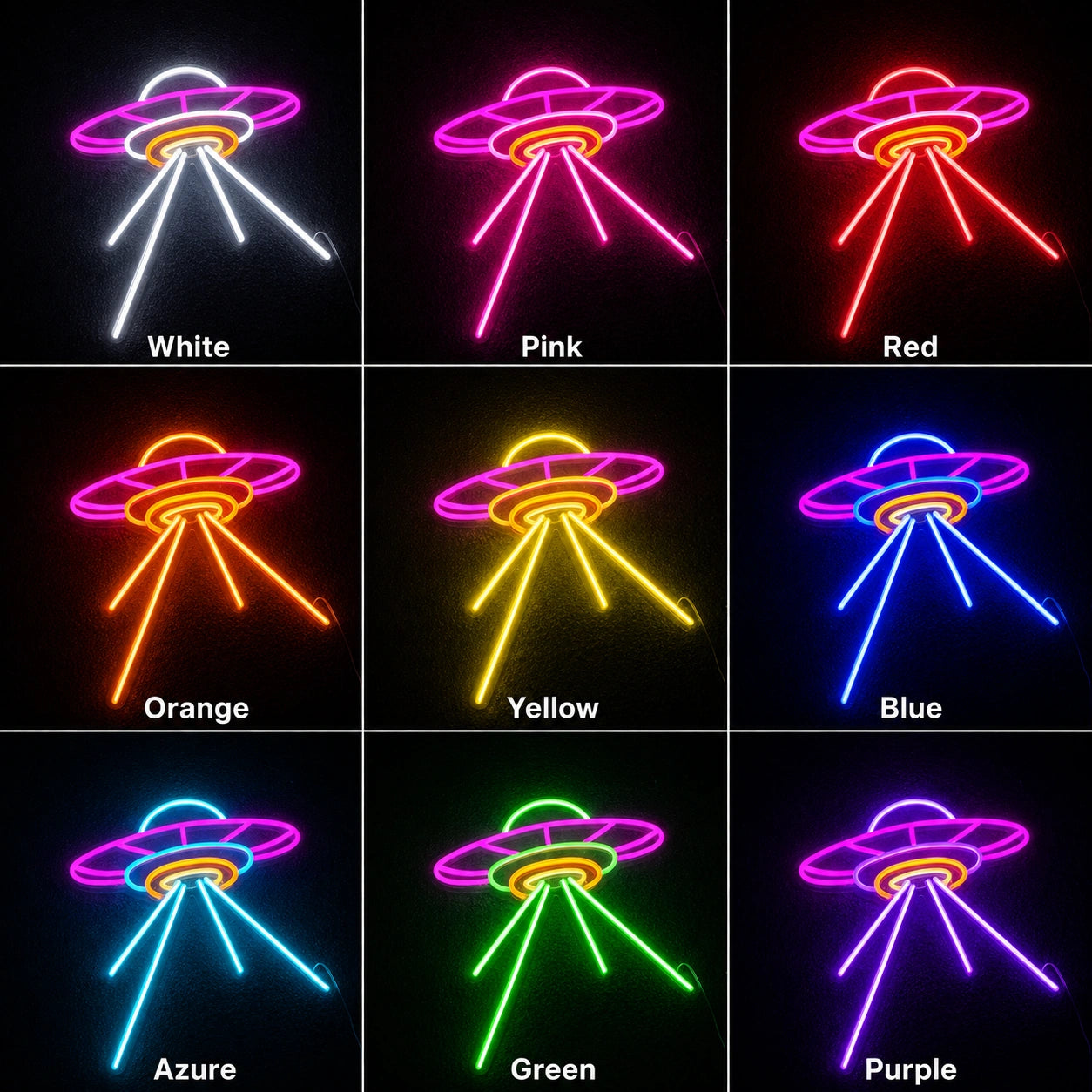 Minimal UFO Beam Neon Sign LED Neon Sign color grid