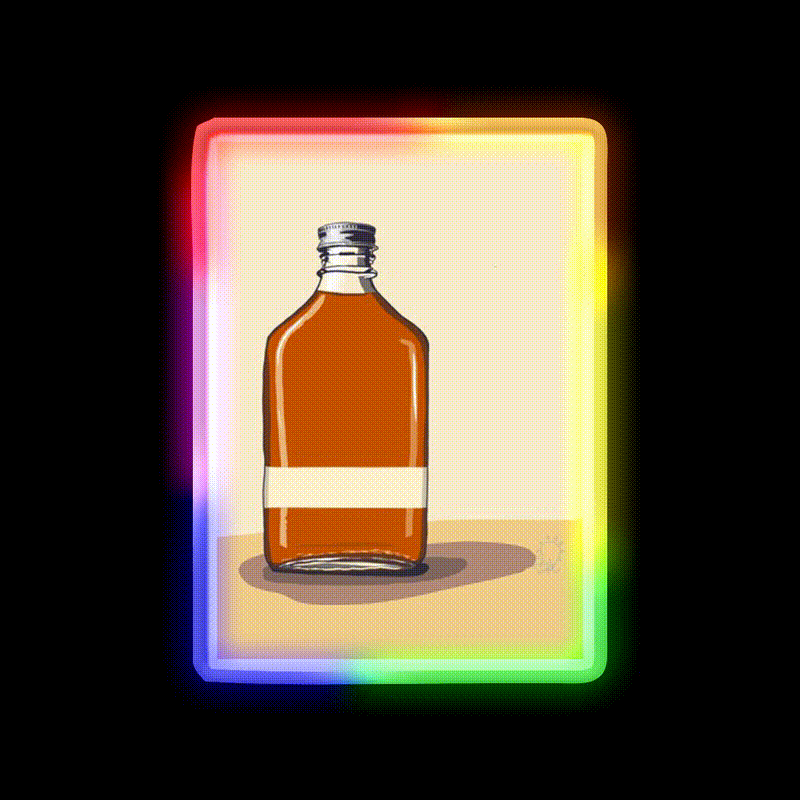 Minimalism Whiskey Bottle With Tan Whiskey Drink Bar Led Neon Sign Rgb Color