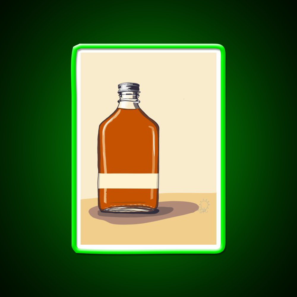 Minimalism Whiskey Bottle With Tan Whiskey Drink Bar Led Neon Sign Rgb Color