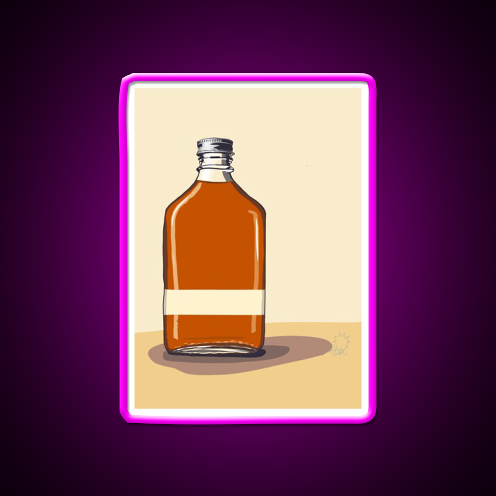 Minimalism Whiskey Bottle With Tan Whiskey Drink Bar Led Neon Sign Rgb Color