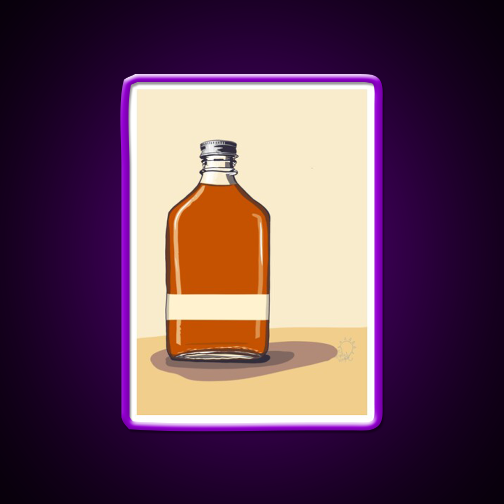 Minimalism Whiskey Bottle With Tan Whiskey Drink Bar Led Neon Sign Rgb Color