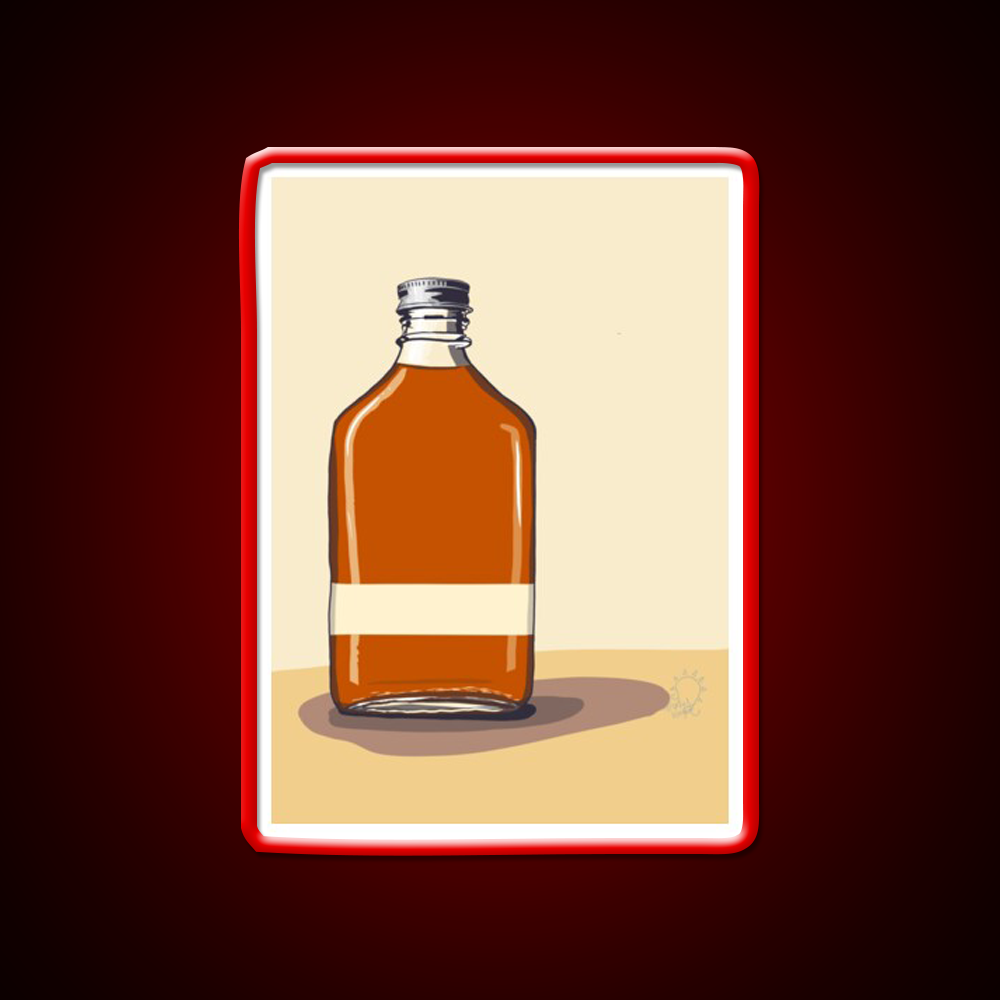 Minimalism Whiskey Bottle With Tan Whiskey Drink Bar Led Neon Sign Rgb Color