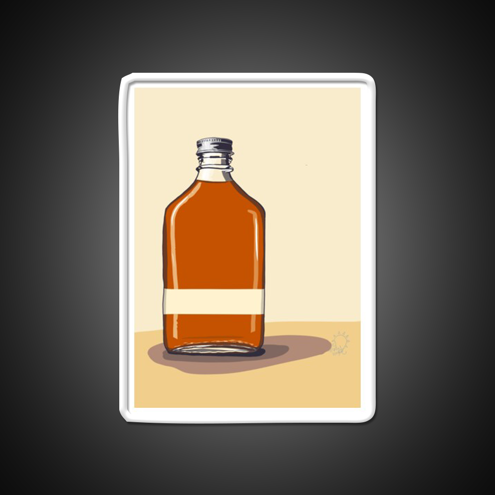 Minimalism Whiskey Bottle With Tan Whiskey Drink Bar Led Neon Sign Rgb Color