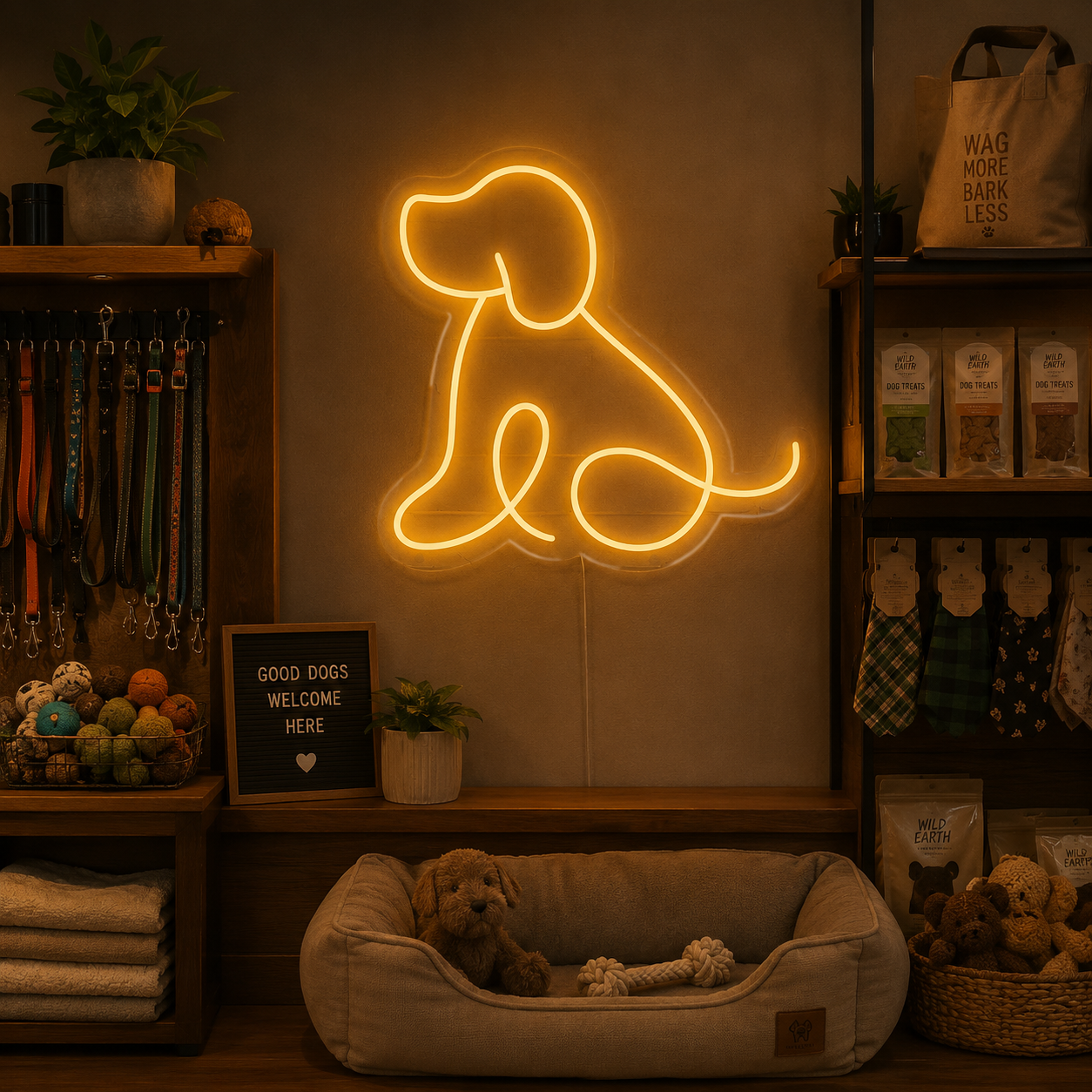 Minimalist Dog Outline LED Neon Sign - 02 High-Converting Product Image