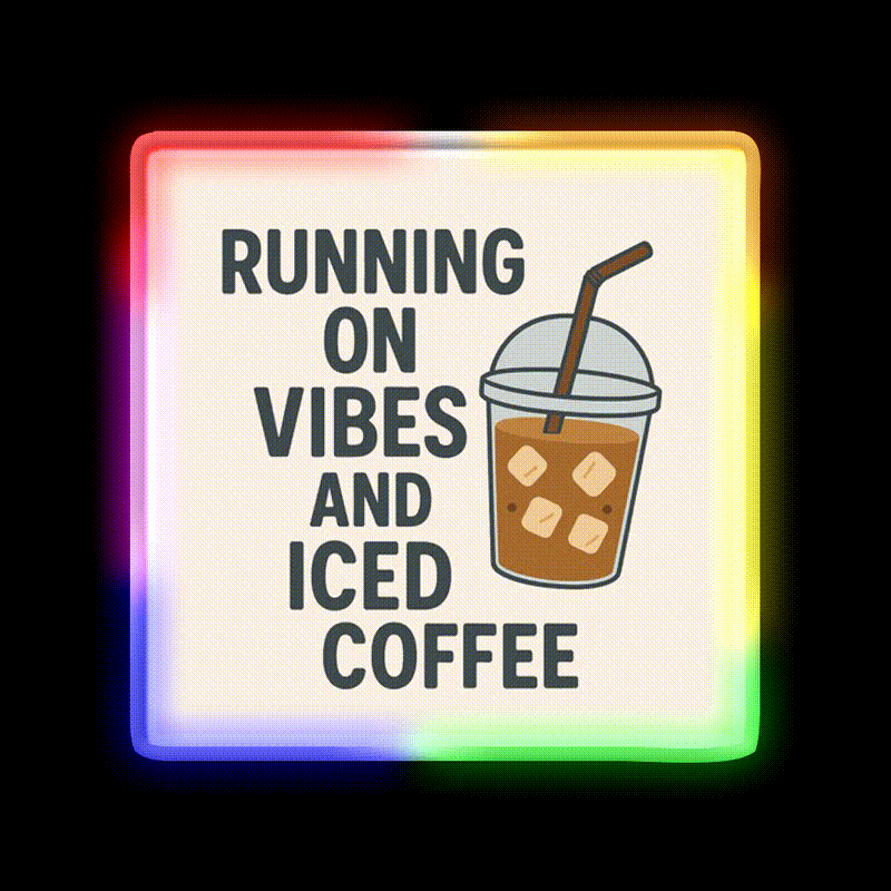 Minimalist Iced Coffee Mood Graphic Cafe Led Neon Sign Espresso Bar Art Rgb Color