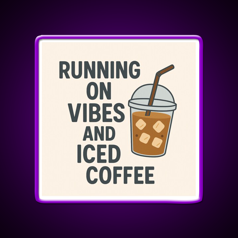 Minimalist Iced Coffee Mood Graphic Cafe Led Neon Sign Espresso Bar Art Rgb Color