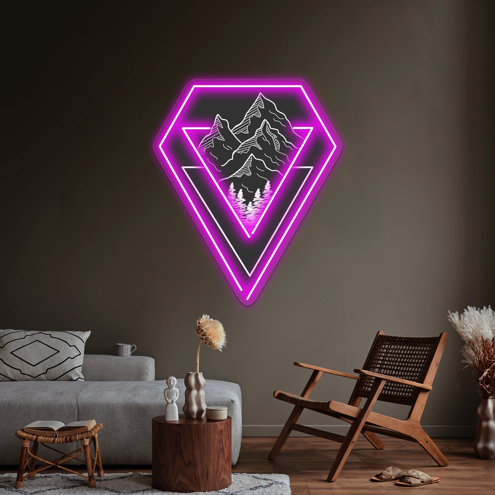 Minimalist Nature Geometric Art Design Nature Illustration Wall Artwork Neon Signs | Shineneon