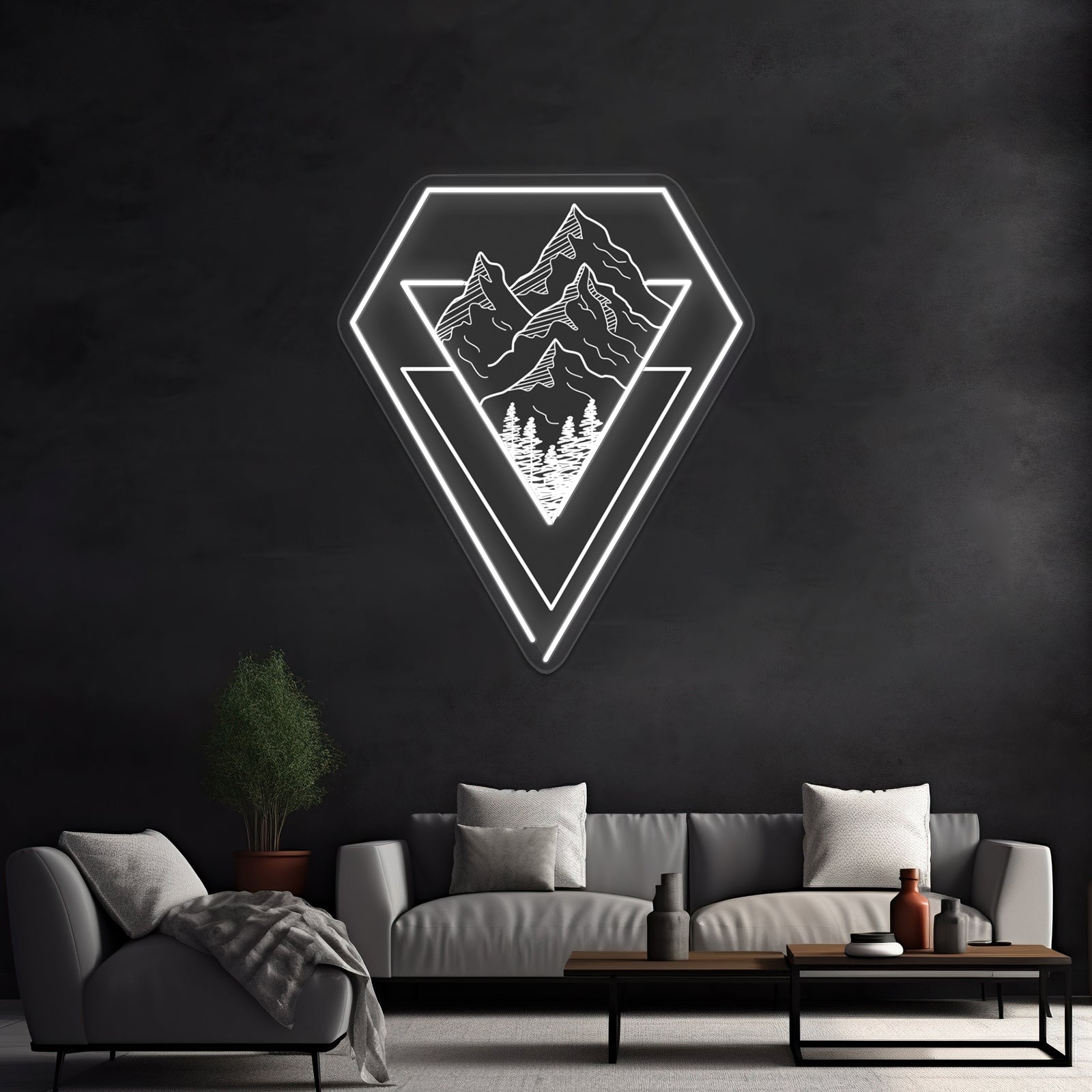 Minimalist Nature Geometric Art Design Nature Illustration Wall Artwork Neon Signs | Shineneon