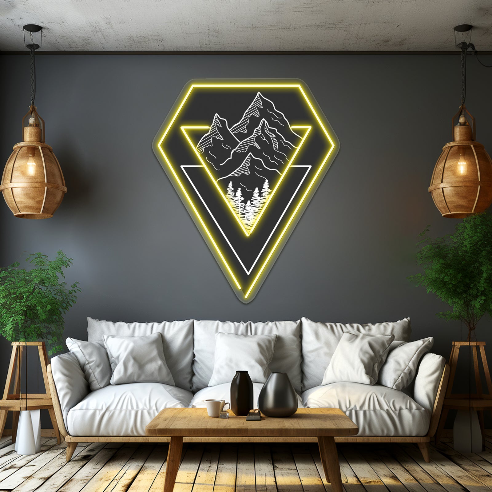 Minimalist Nature Geometric Art Design Nature Illustration Wall Artwork Neon Signs | Shineneon