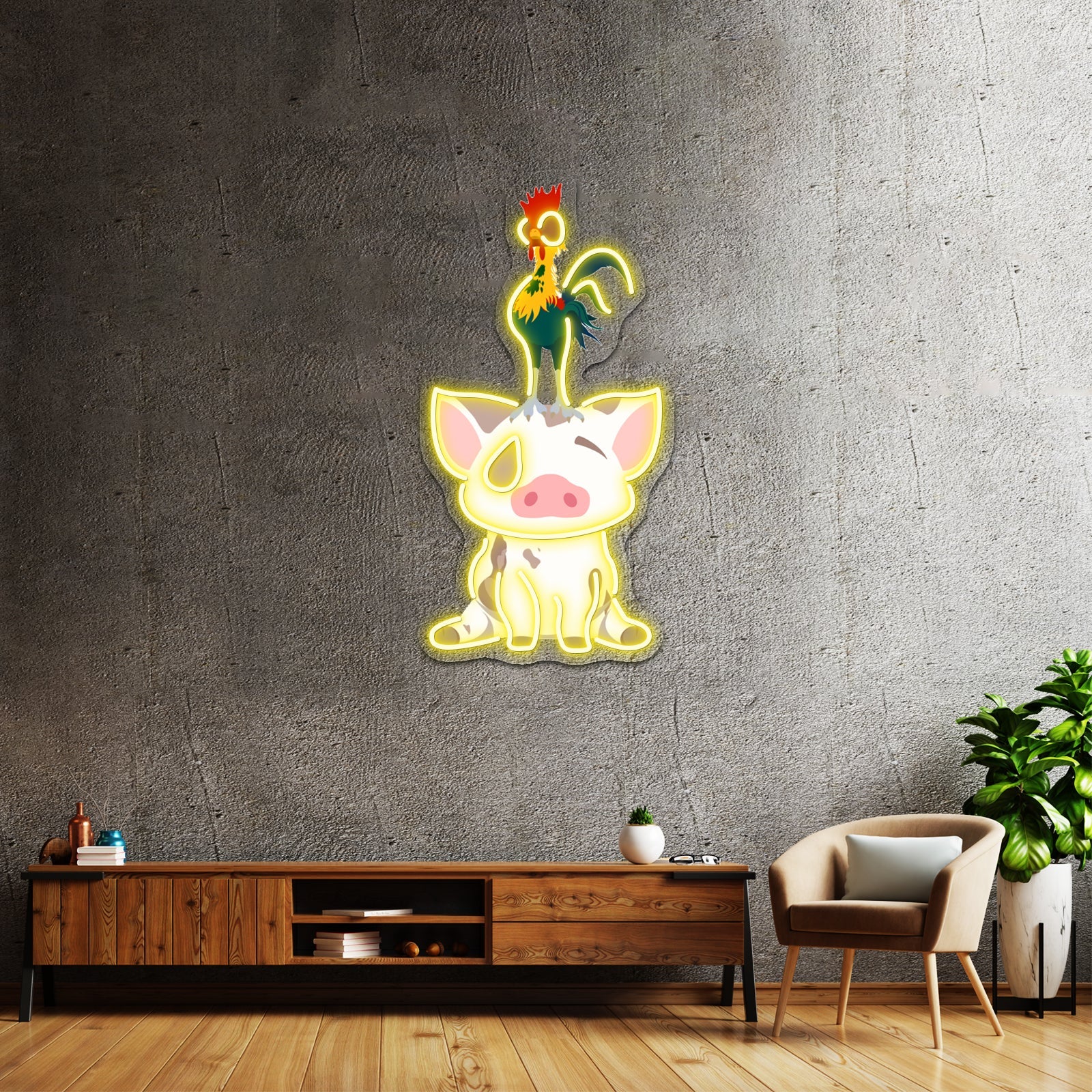Minimalist Pua Hei Hei Artwork Neon Wall Signs - Shineneon