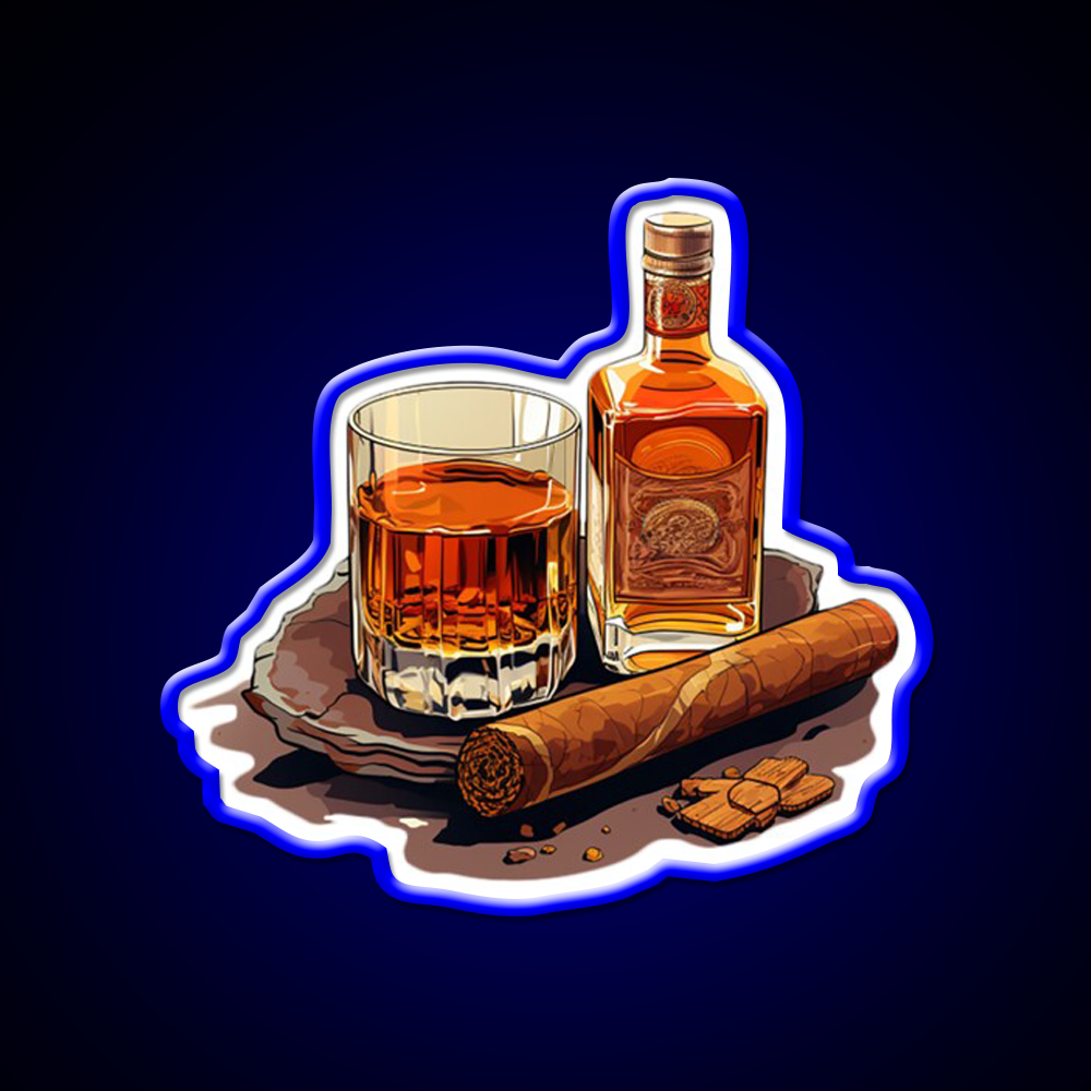 Minimial Whiskey Cigar Whiskey Drink Bar Led Neon Sign Rgb Color