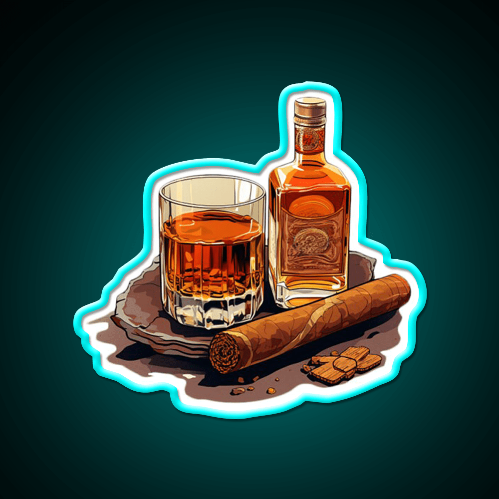 Minimial Whiskey Cigar Whiskey Drink Bar Led Neon Sign Rgb Color - Shineneon