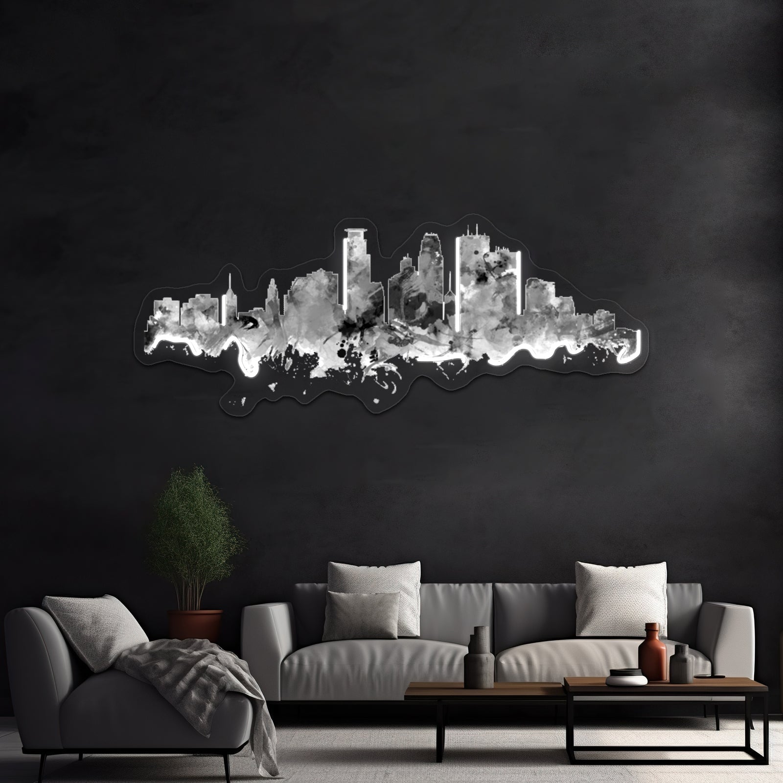 Minneapolis Skyline Artwork Neon Wall Signs - Shineneon