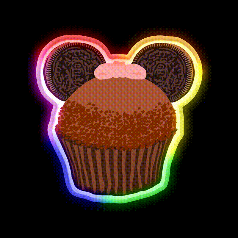 Minnie Cupcake Snack Food Led Neon Sign Rgb Color - LED neon sign close-up detail