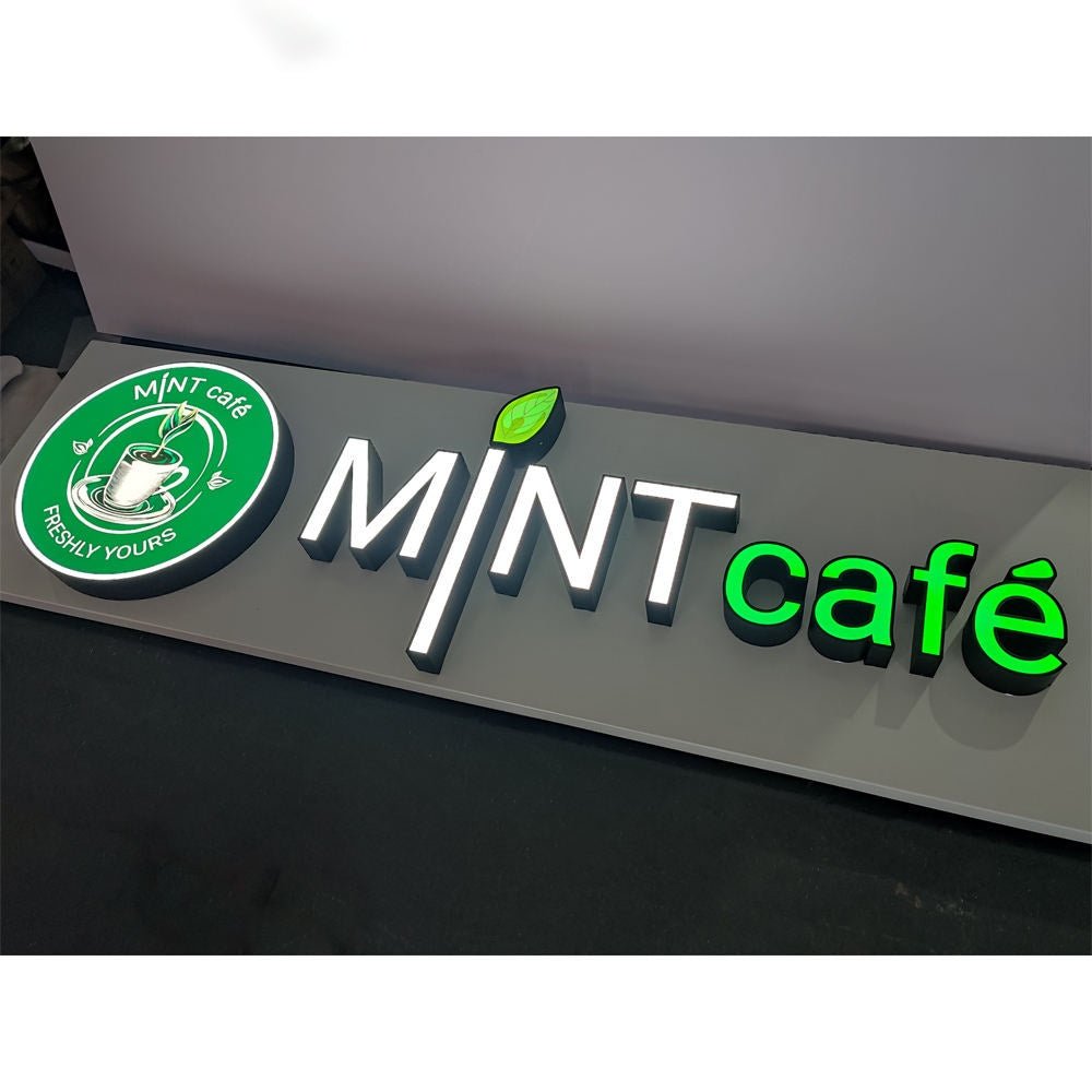Mint Cafe 3D Frontlit Channel Letters Led Light Sign - Shineneon