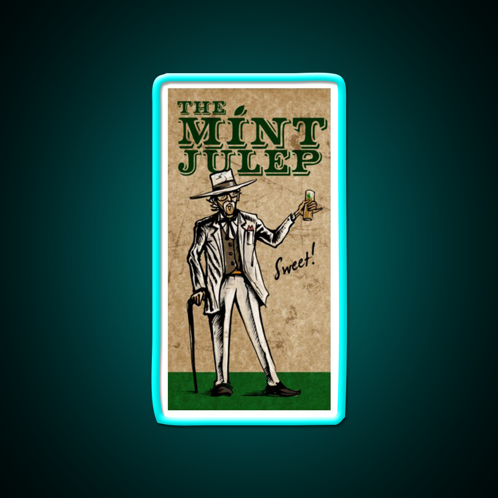 Mint Julep Whiskey Drink Bar Led Neon Sign Rgb Color