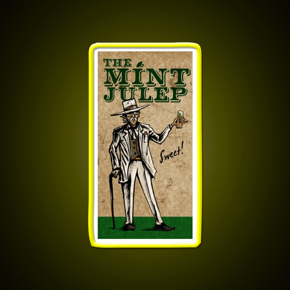 Mint Julep Whiskey Drink Bar Led Neon Sign Rgb Color