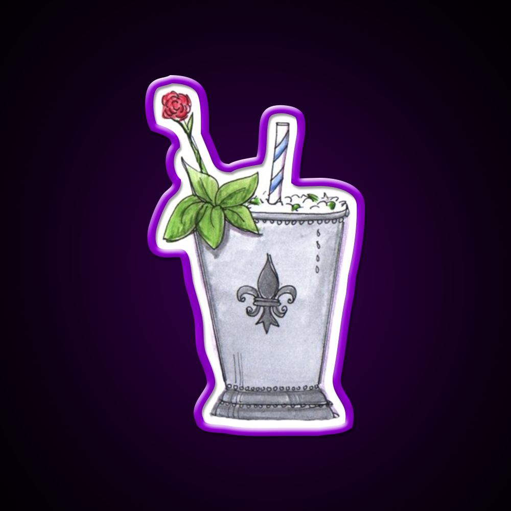 Mint Julep With Rose Cocktail Bar Decor Led Neon Sign Rgb Color - LED neon sign view 9