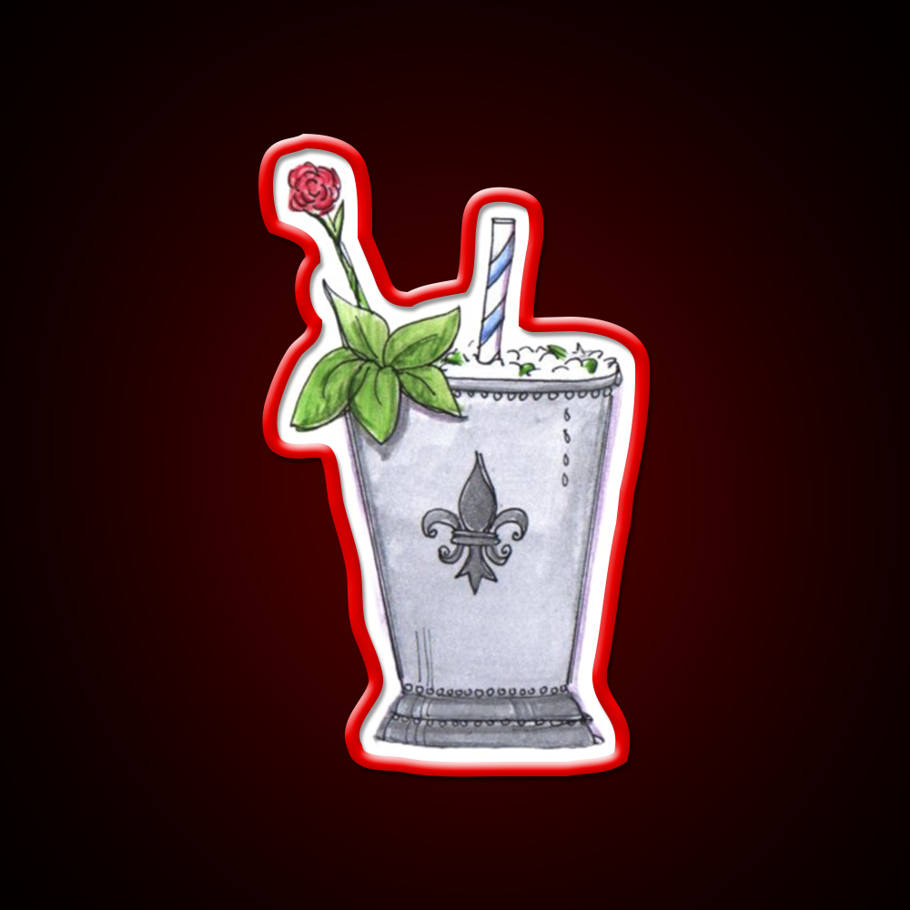 Mint Julep With Rose Cocktail Bar Decor Led Neon Sign Rgb Color - LED neon sign view 10
