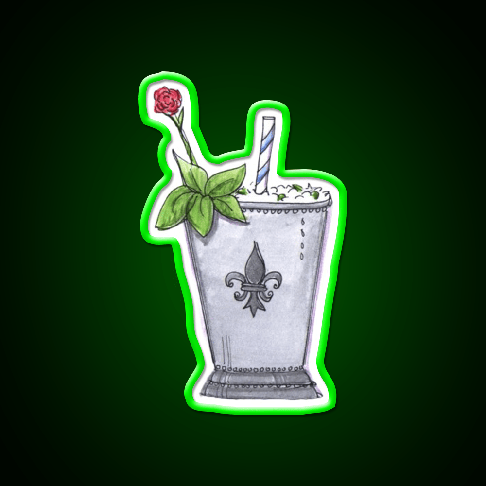 Mint Julep With Rose Cocktail Bar Decor Led Neon Sign Rgb Color - Shineneon