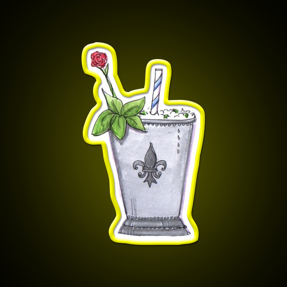 Mint Julep With Rose Cocktail Bar Decor Led Neon Sign Rgb Color - LED neon sign view 7