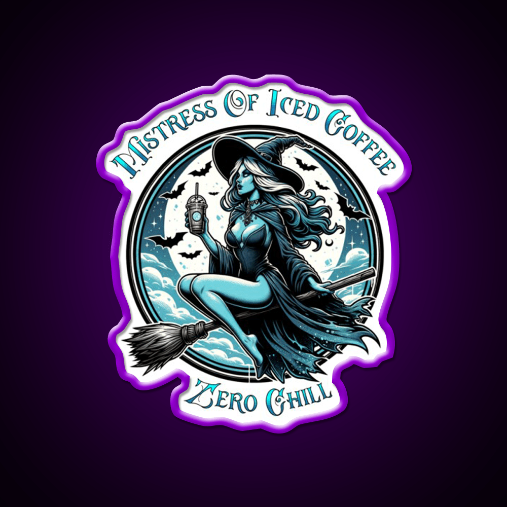 Mistress Of Iced Coffee Zero Chill Cafe Led Neon Sign Espresso Bar Art Rgb Color - Shineneon
