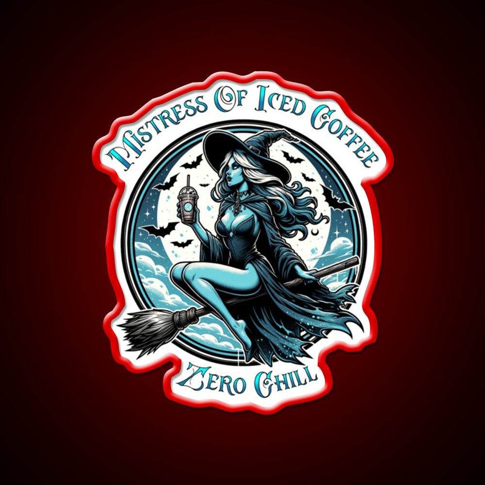 Mistress Of Iced Coffee Zero Chill Cafe Led Neon Sign Espresso Bar Art Rgb Color - Shineneon