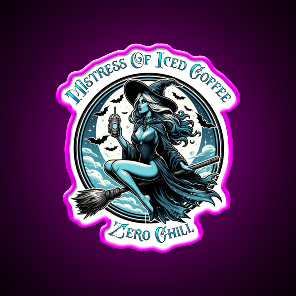 Mistress Of Iced Coffee Zero Chill Cafe Led Neon Sign Espresso Bar Art Rgb Color - Shineneon