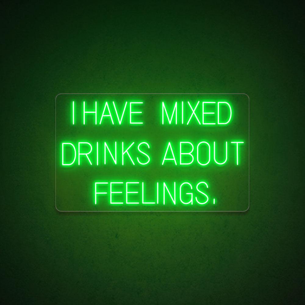 Mixed Drinks About Feelings White Led Neon Sign For Bar Green Wall Decor | Shineneon