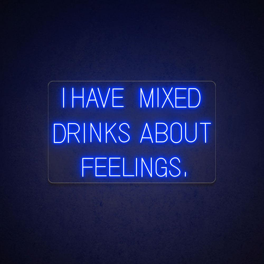Mixed Drinks About Feelings White Led Neon Sign For Bar Green Wall Decor | Shineneon