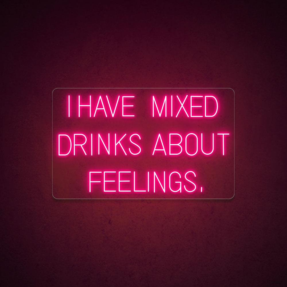 Mixed Drinks About Feelings White Led Neon Sign For Bar Green Wall Decor | Shineneon