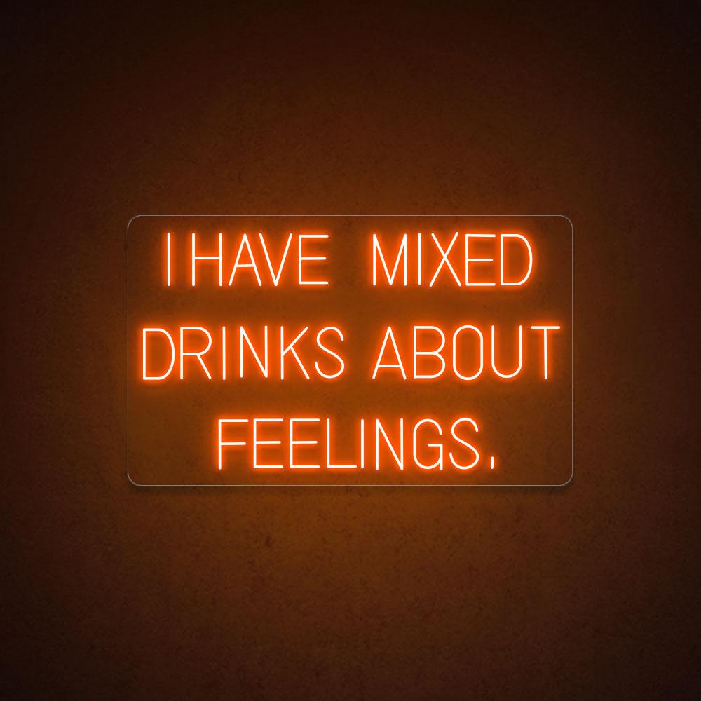 Mixed Drinks About Feelings White Led Neon Sign For Bar Green Wall Decor | Shineneon