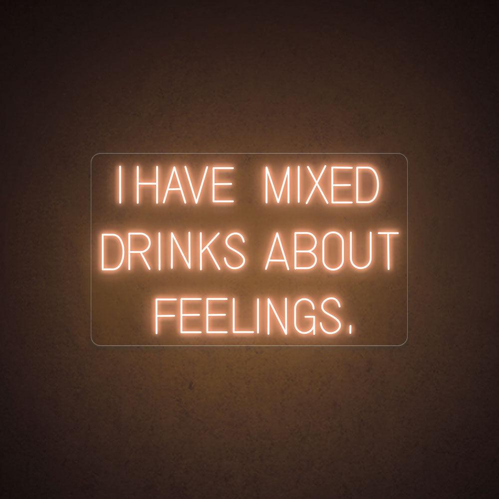Mixed Drinks About Feelings White Led Neon Sign For Bar Green Wall Decor | Shineneon