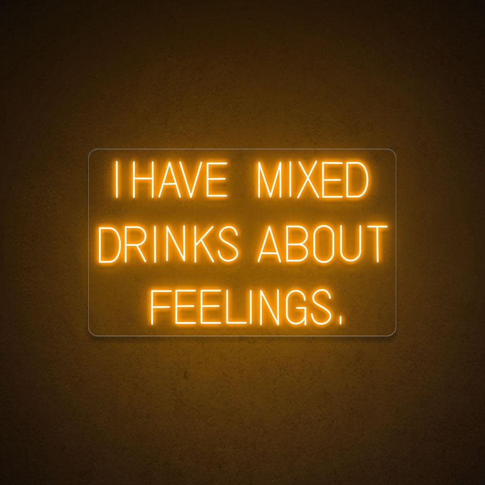 Mixed Drinks About Feelings White Led Neon Sign For Bar Green Wall Decor | Shineneon