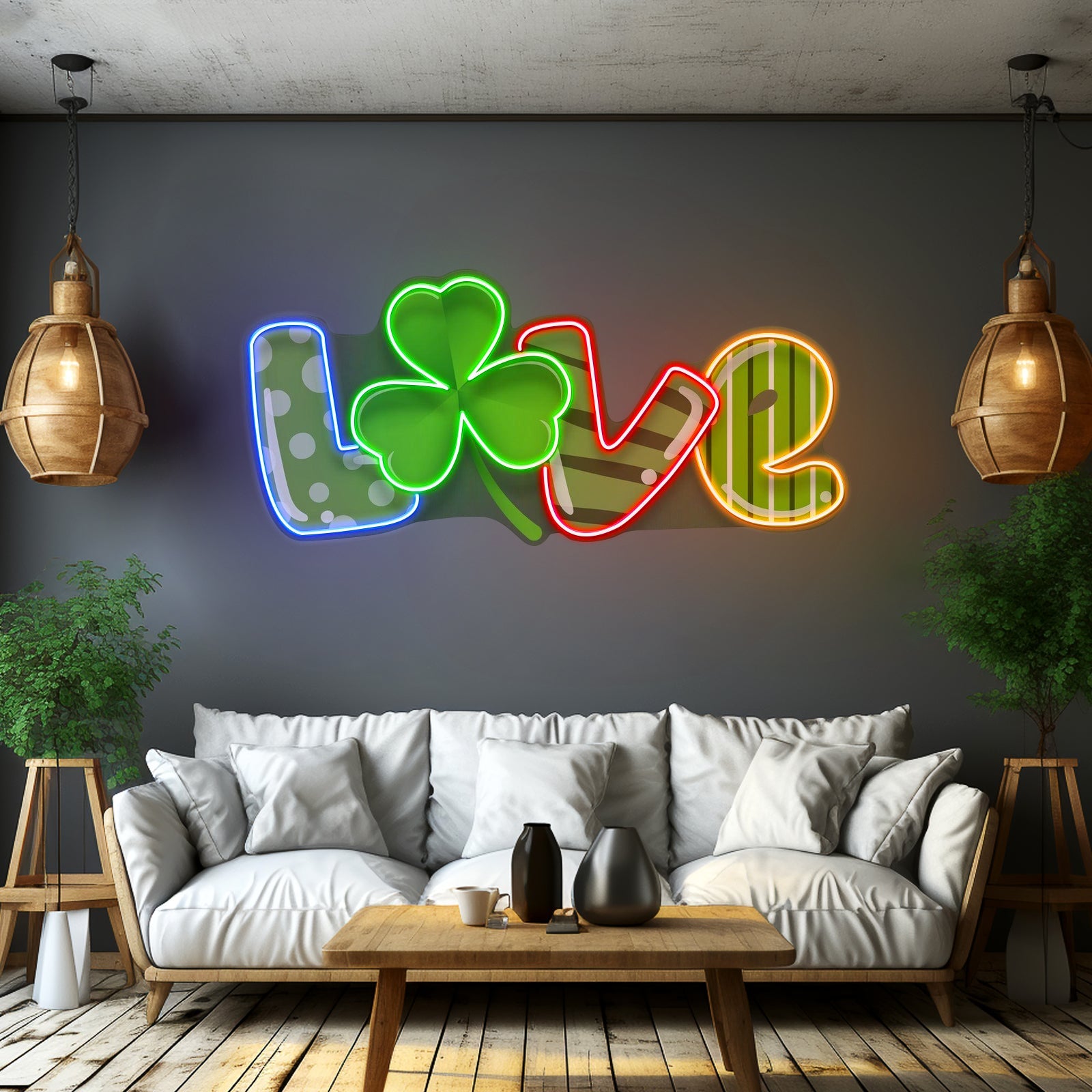 Mixing Pattern Saint Patrick Day Love Shape Led Signs - Shineneon