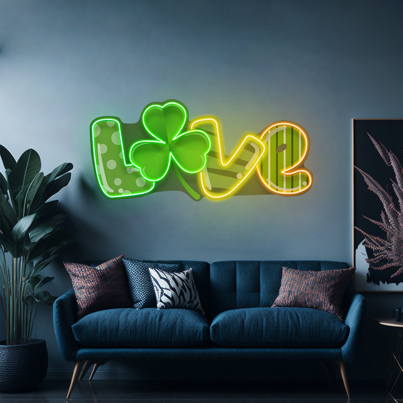 Mixing Pattern Saint Patrick Day Love Shape Led Signs