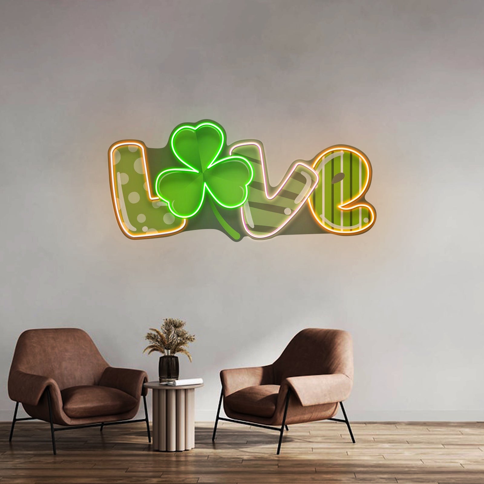 Mixing Pattern Saint Patrick Day Love Shape Led Signs