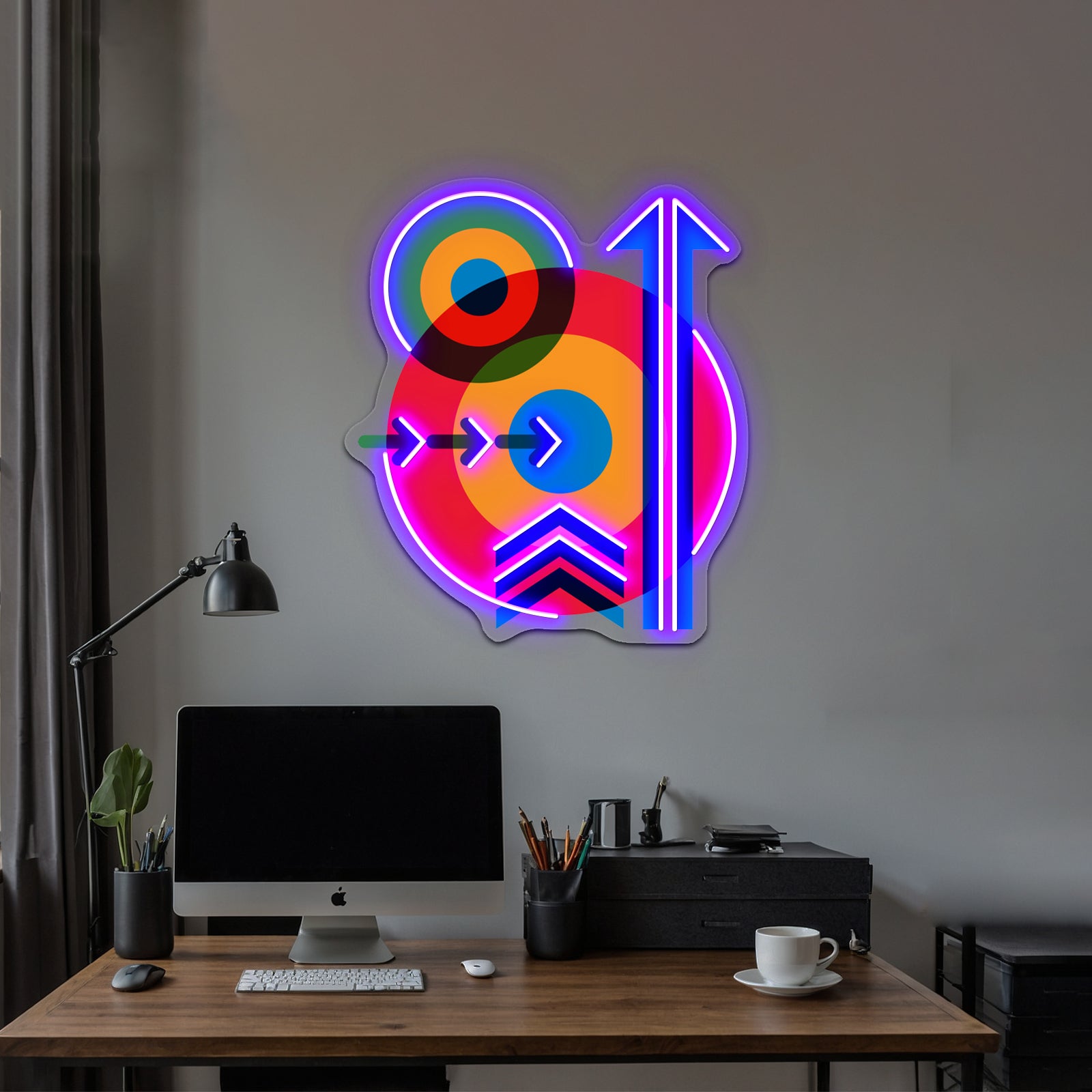 Mod Target Arrows 60s Pop Artwork Neon Wall Signs - Neon sign mounted on wall in room