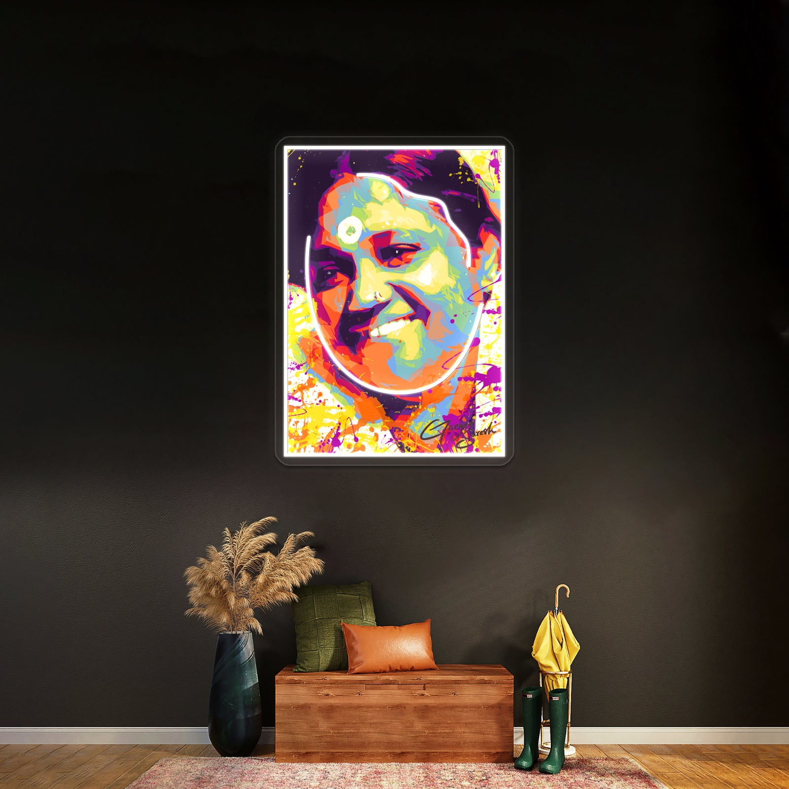 Modern Abstract Colourful Portrait Mata Amritanandamayi Amma Wall Artwork Neon Signs | Shineneon