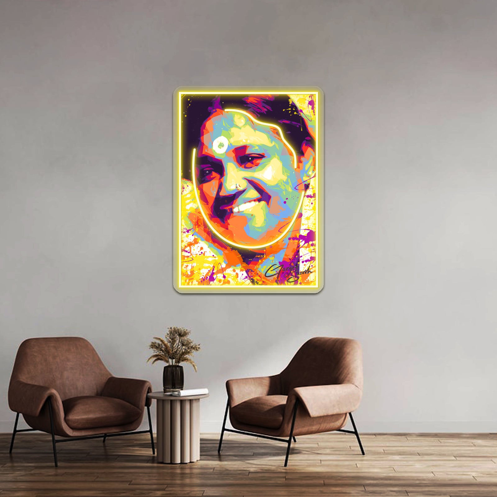 Modern Abstract Colourful Portrait Mata Amritanandamayi Amma Wall Artwork Neon Signs | Shineneon