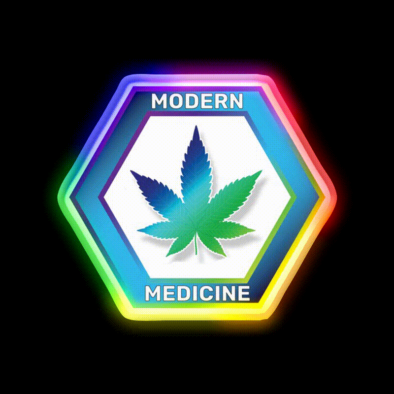 Modern Medicine Hemp Inspired Green Leaf Led Neon Sign Rgb Color - LED neon sign close-up detail