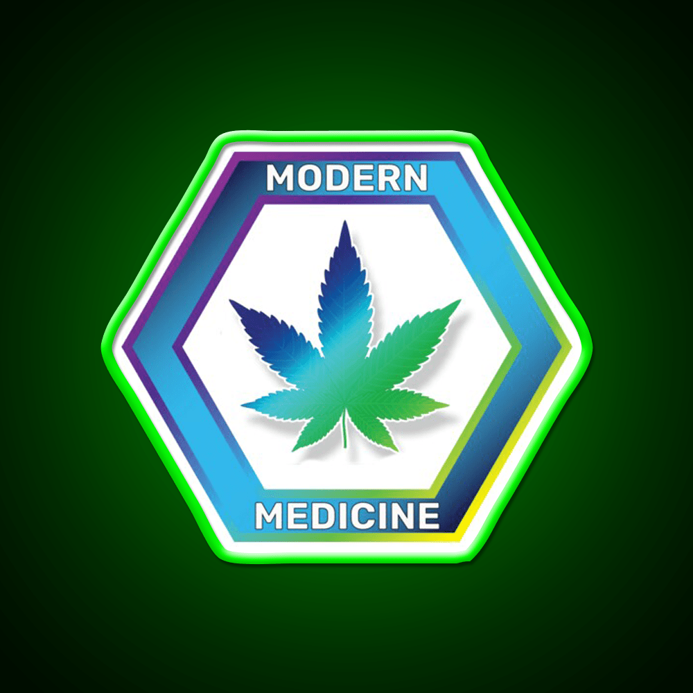 Modern Medicine Hemp Inspired Green Leaf Led Neon Sign Rgb Color - Shineneon