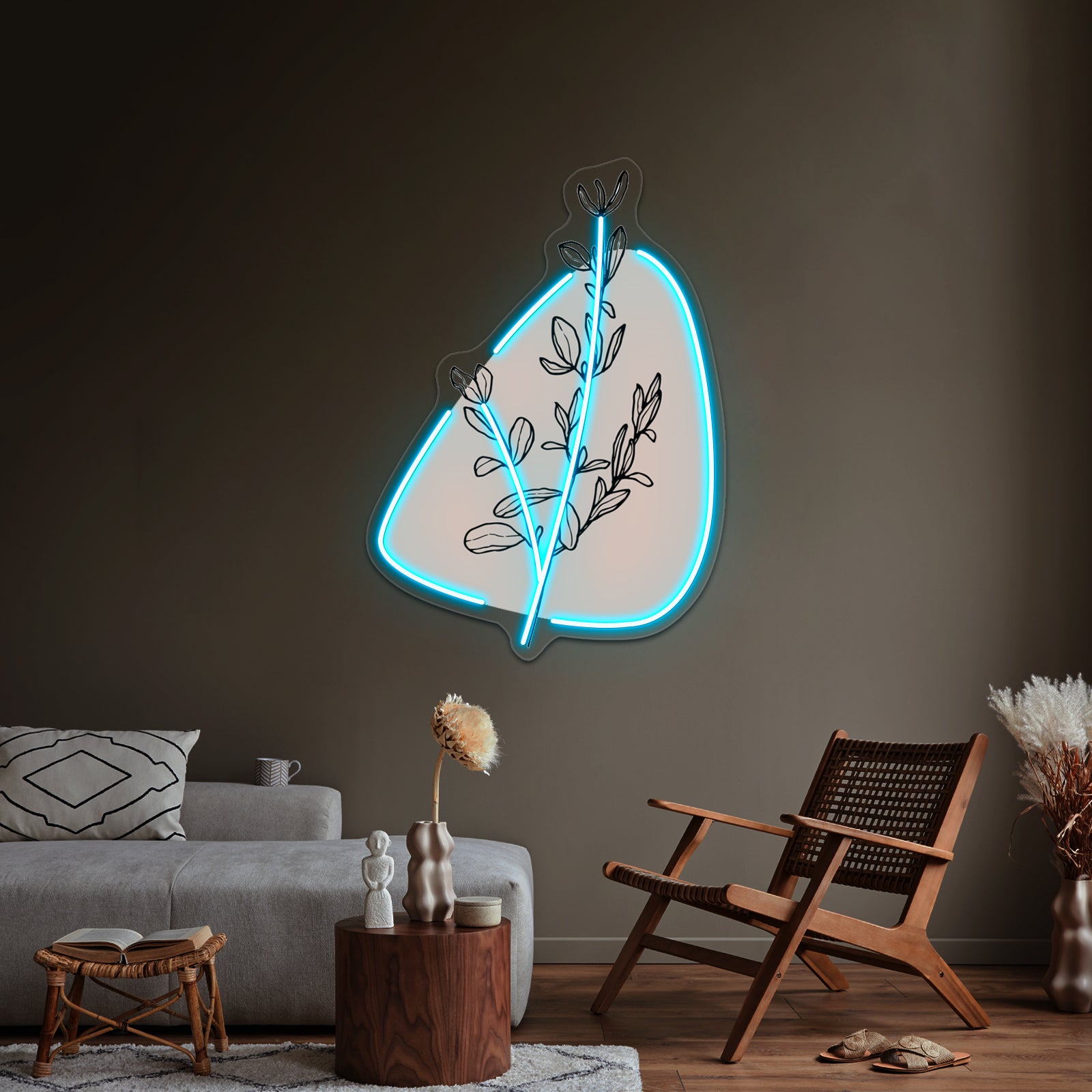 Modern Minimalist Simple Abstract Pastel Pink Flower Art Wall Artwork Neon Signs | Shineneon