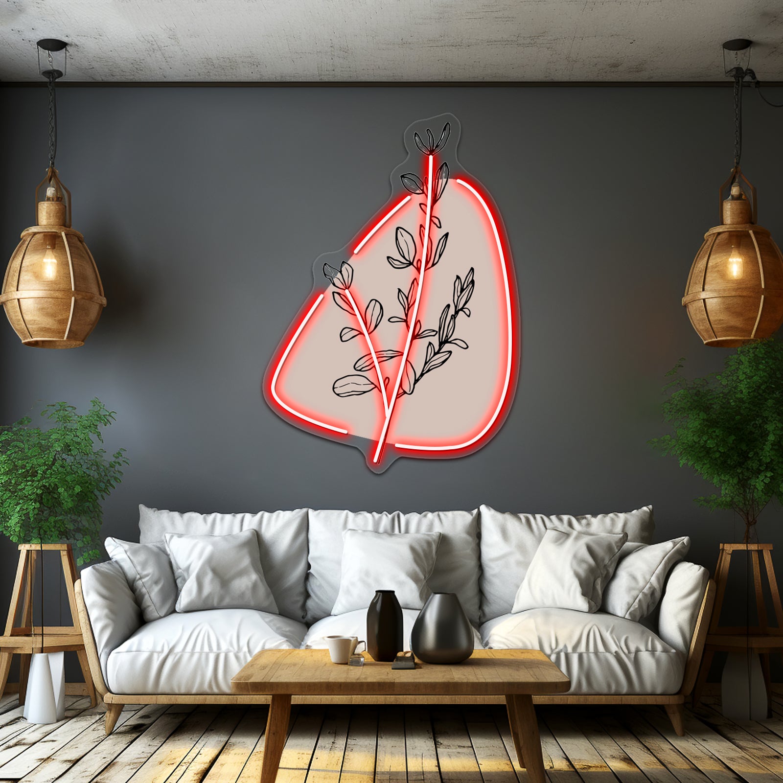 Modern Minimalist Simple Abstract Pastel Pink Flower Art Wall Artwork Neon Signs | Shineneon