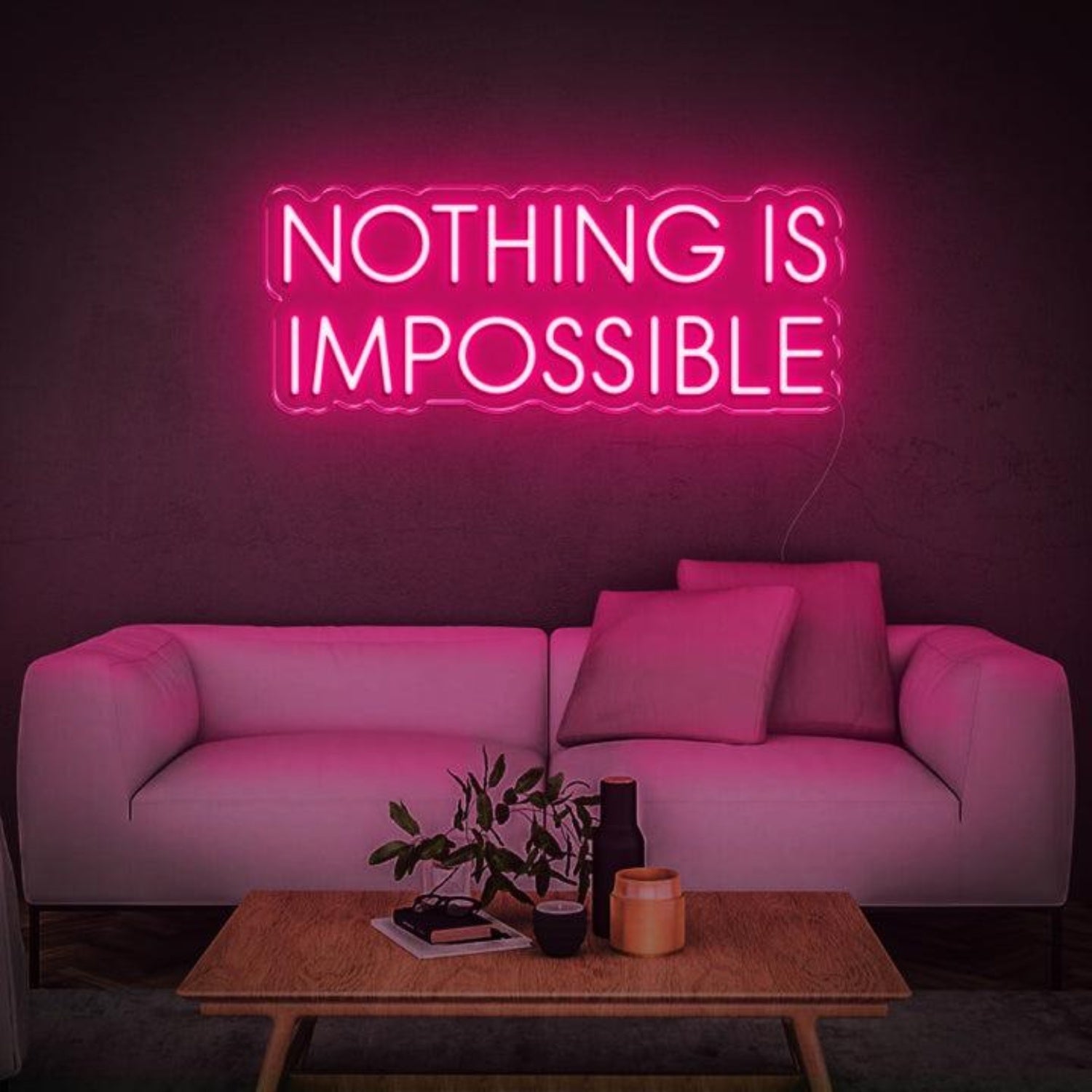 Modern Teal Nothing Is Impossible Led Neon Sign For Home Office Living Room Decor | Shineneon