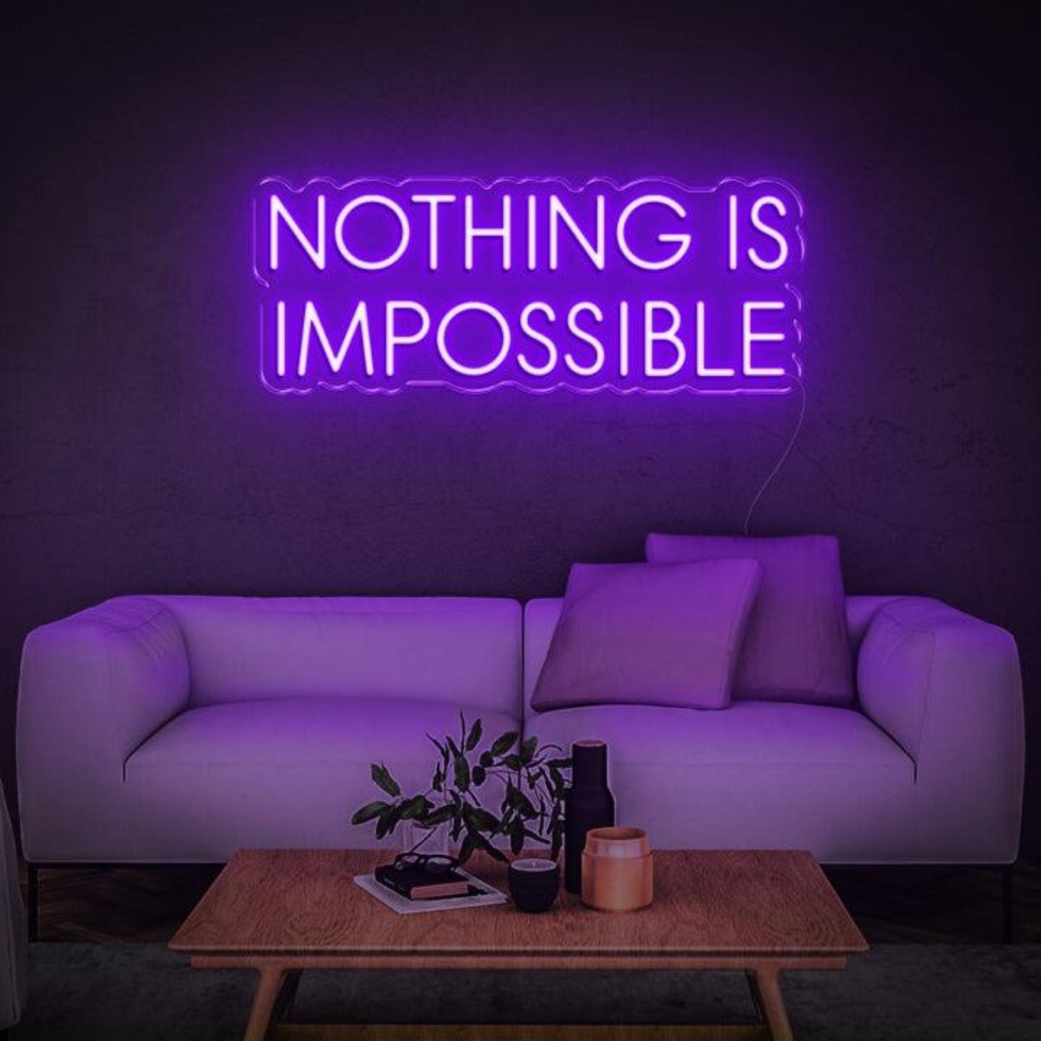 Modern Teal Nothing Is Impossible Led Neon Sign For Home Office Living Room Decor | Shineneon