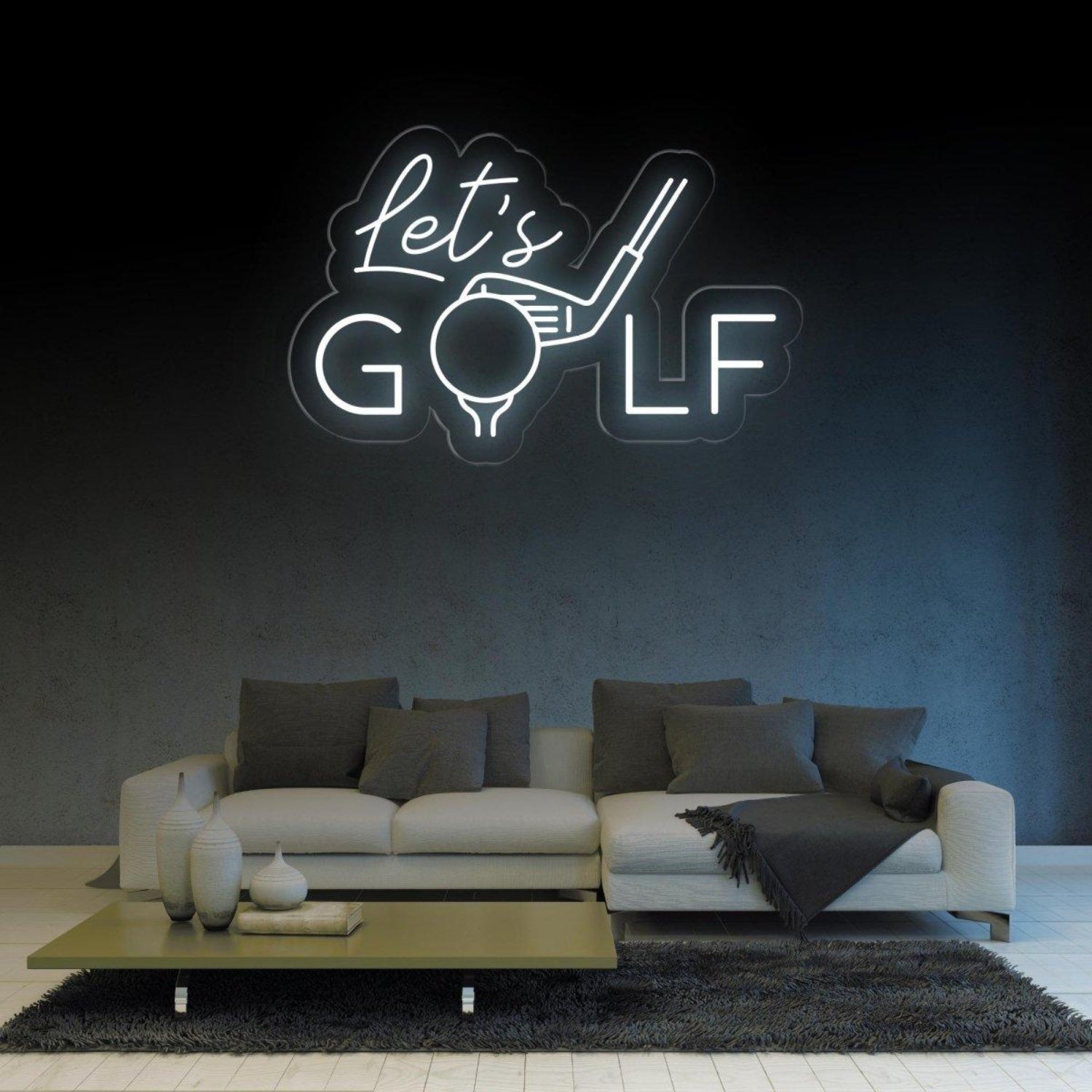 Modern White Lets Golf Led Neon Sign For Golf Club And Home Decor | Shineneon