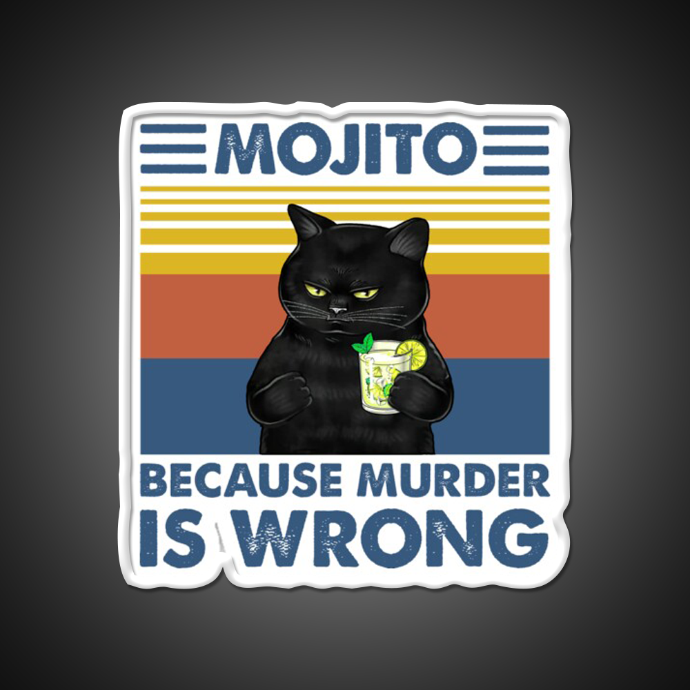 Mojito Because Murder Is Wrong Cat Cocktail Bar Decor Led Neon Sign Rgb Color - LED neon sign view 11